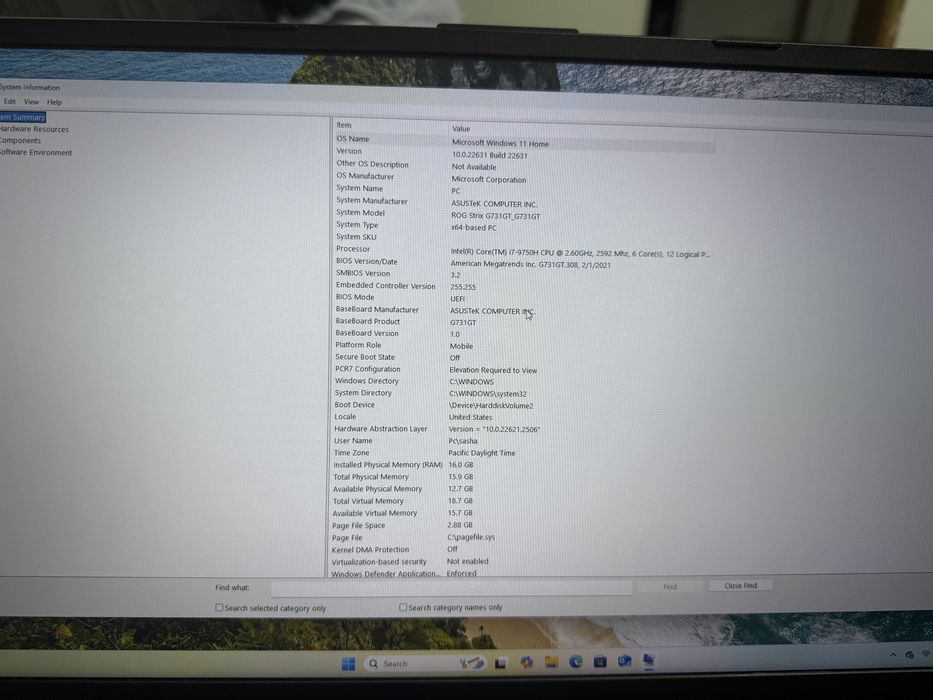 Laptop gaming asus rog strix