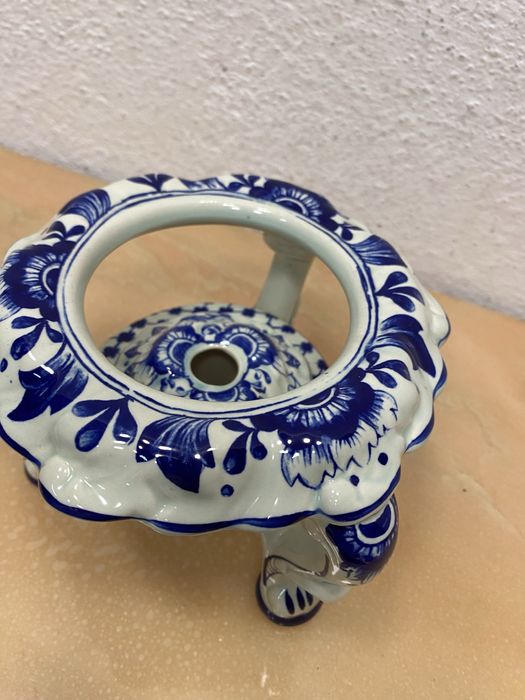 Белгийска порцеланова поставка и спиртник за чайник на Boch Belgium