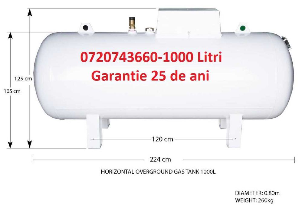 Butelie propan 1000/1800/2700L noi, garantie 25 ani, ISCIR, ISU,montaj