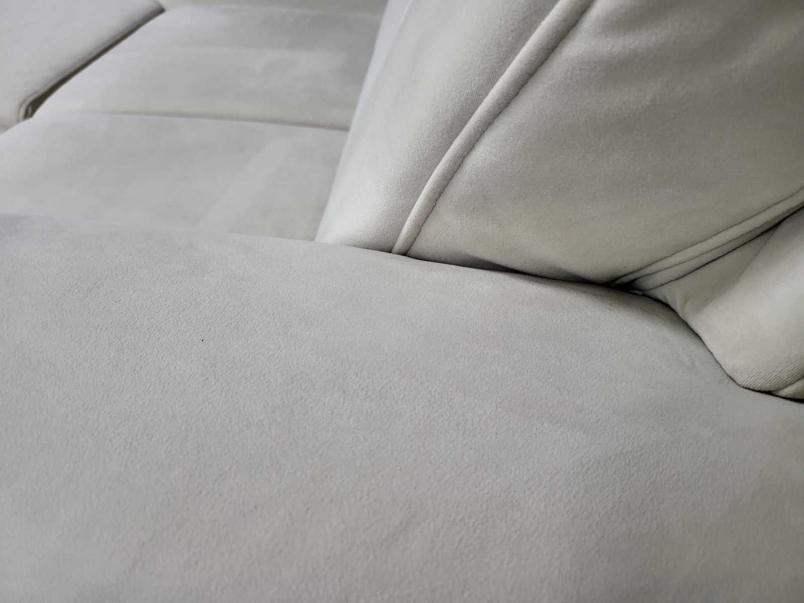 Светло кремав ъглов диван от плат с функция сън и чекмедже КS4815