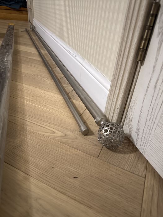 Карниз круглый двухрядный серебристый, серый 200 см