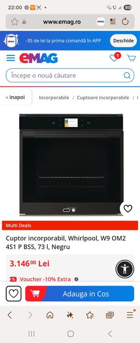 Vând Cuptor incorporabil WHIRLPOOL W9 OM2 4S1 P BSS, Electric
