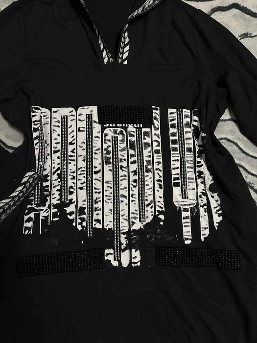 Страхотна голяма спортна дамска рокля/туника тип суичър с щампа (2ХЛ)