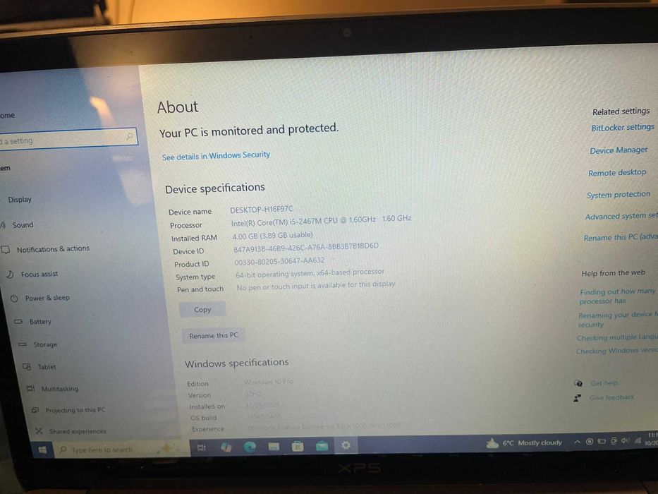 Dell XPS 13 Intel® Core™ i5-2467M 1.60GHz, 4GB, SSD 128GB, DEFECT