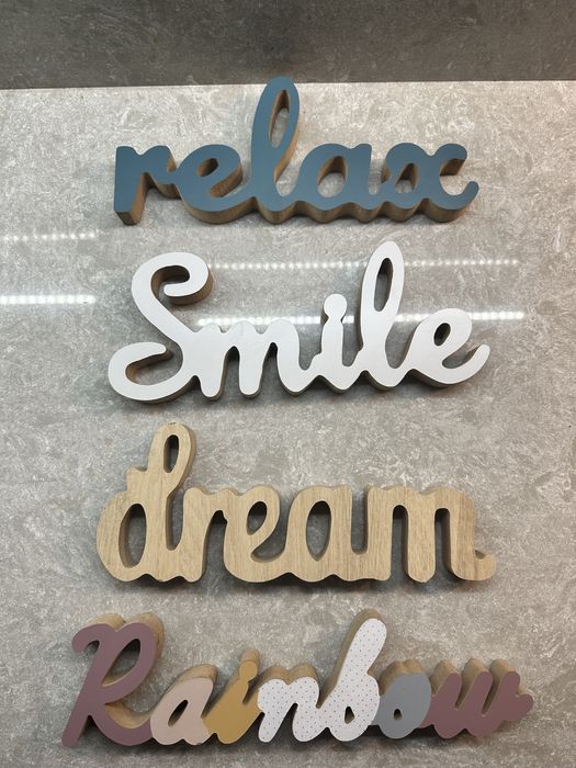 Decoratiuni din lemn Smile Dream Relax Rainbow