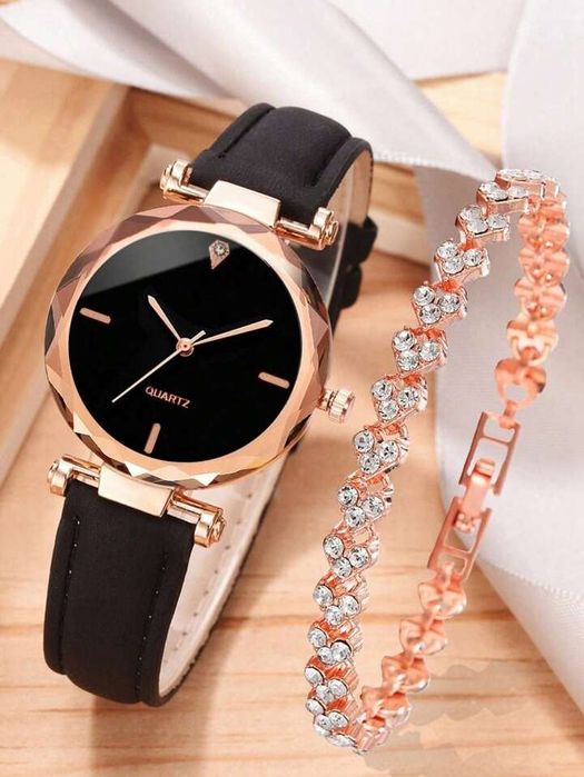 Seturi cadou femei. Ceas Quartz și brățară. Baterie inclusă. Elegante.