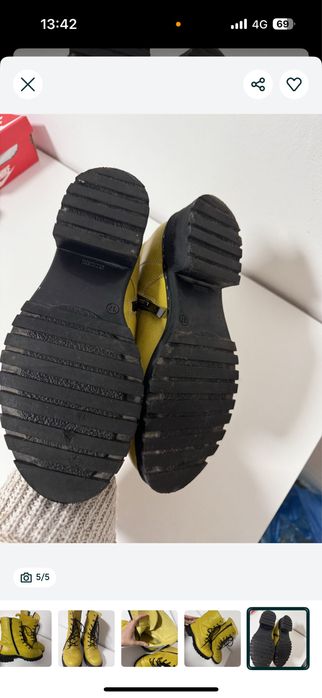 Дамски жълти боти естестена кожа