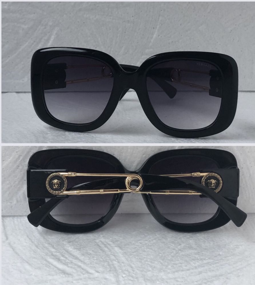 Versace Дамски слънчеви очила правоъгълни квадратни черни бели розови
