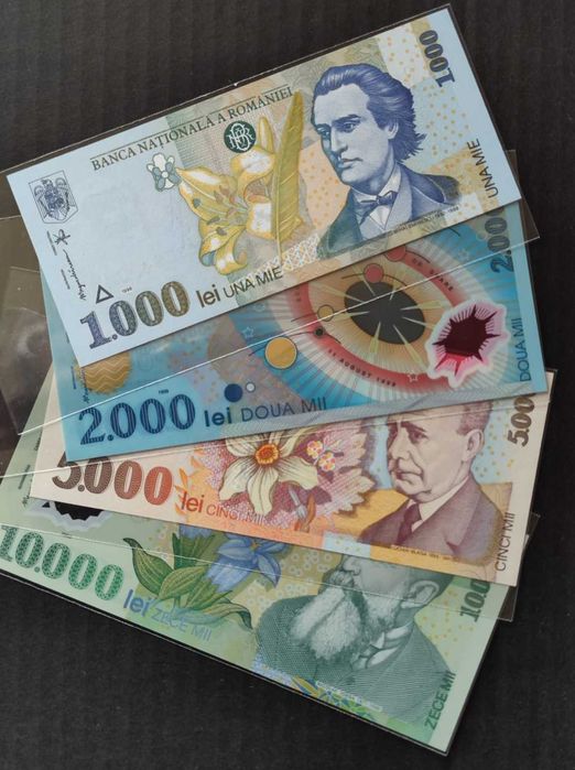 Colectie bancnote romanesti UNC; 1.000; 2.000; 5.000; 10.000 Lei