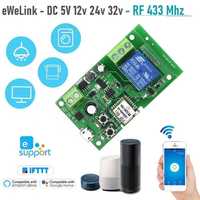 eWeLink wifi превключвател RF 433 Mhz DC 5V 12v 24v 32v + Inching
