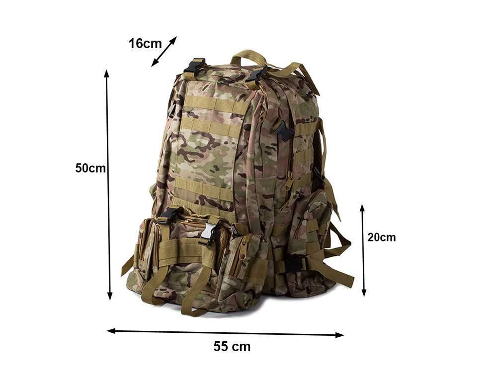 Rucsac tactic militar 48.5L sistem MOLLE + borseta buzunare & detasabi