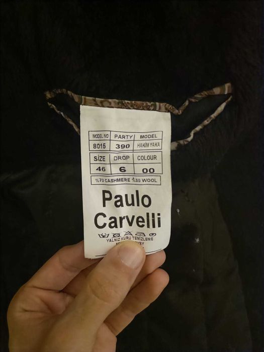 Palton negru de iarna pentru barbati, captusit cu casmir, marime 46