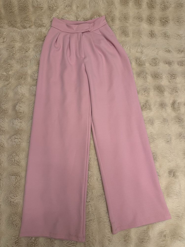 Pantaloni eleganți roz pudrat