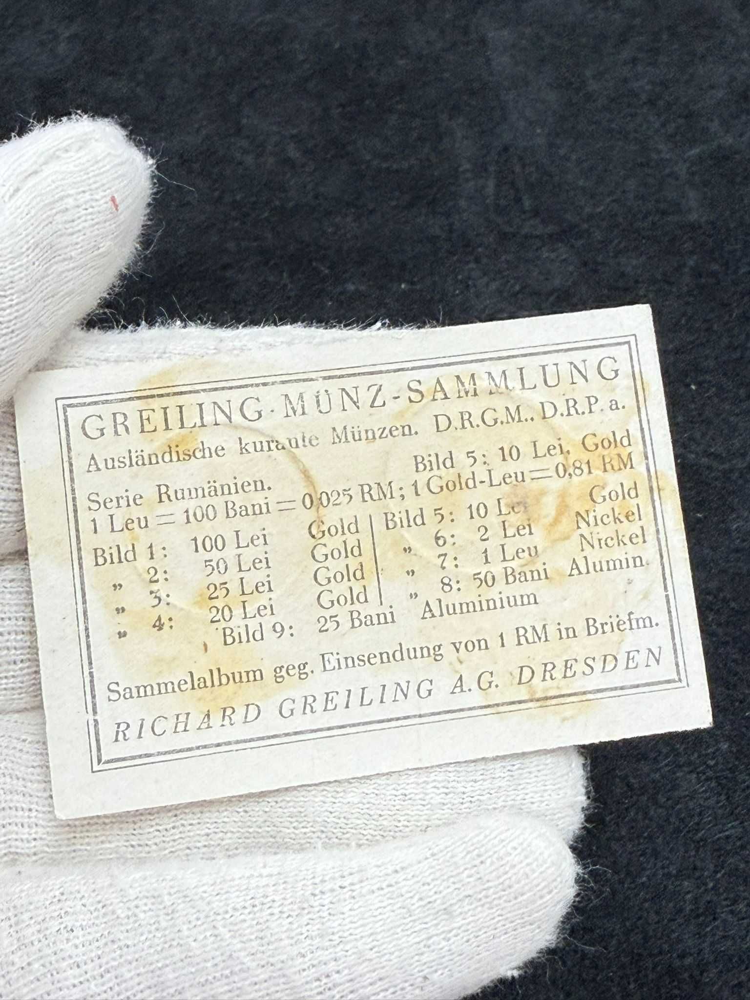 Carte poștală moneda 10 lei aur 1922 neemisa