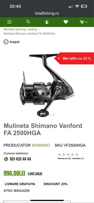 Mulineta Shimano vanford 2500 HGA