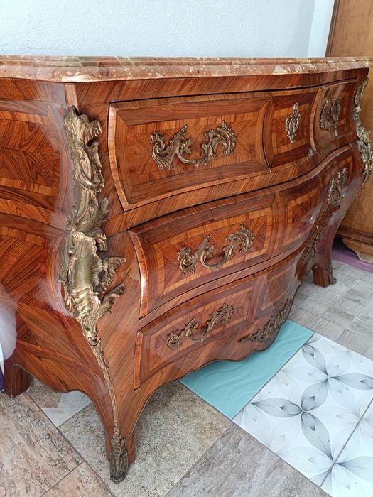 Comoda Servanta Bronz Marmura Lemn Masiv Vintage