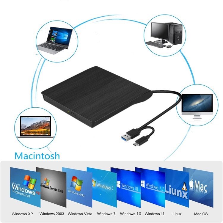 Оптический привод DVD/CD USB Type-C Windows дисковод