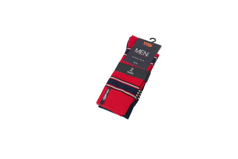 Памучни мъжки чорапи с десен, 5 броя, безшевни и с мек ластик