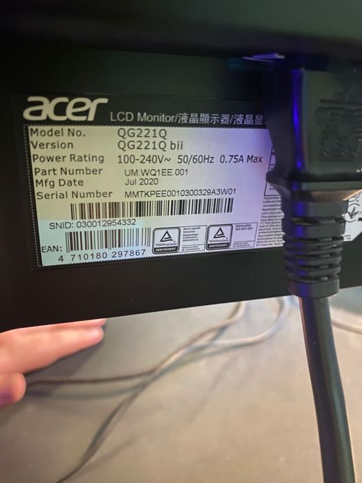Монитор Acer 75hz, 22 инчов