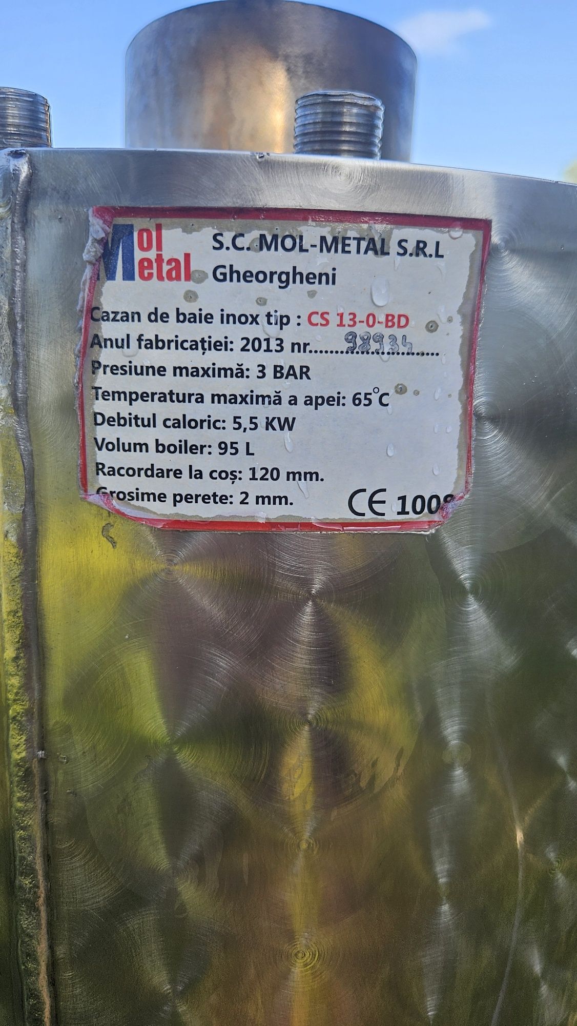 Cazan de apa  pentru apa calda pe lemne
