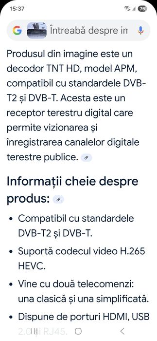Decodor TV DVc T2 si DVc C,nou.