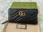Гучи Оригинално Портмоне Черно кожено Унисекс Unisex Портфейл GG Gucci