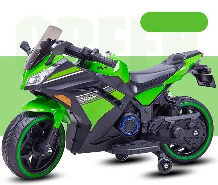 Акумулаторен МОТОР Kawasaki Ninja меки гуми с Кожена седалка 12V