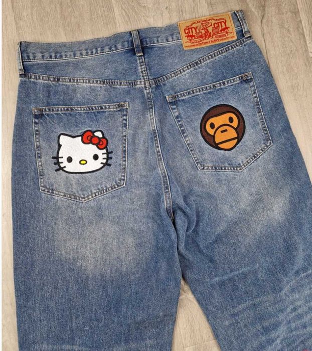 Японски редки дънки Int.bape x Sanrio L-XL
