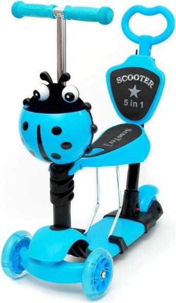 Самокат ScooTer 5 в 1 Божья коровка розовый,зеленый,синий