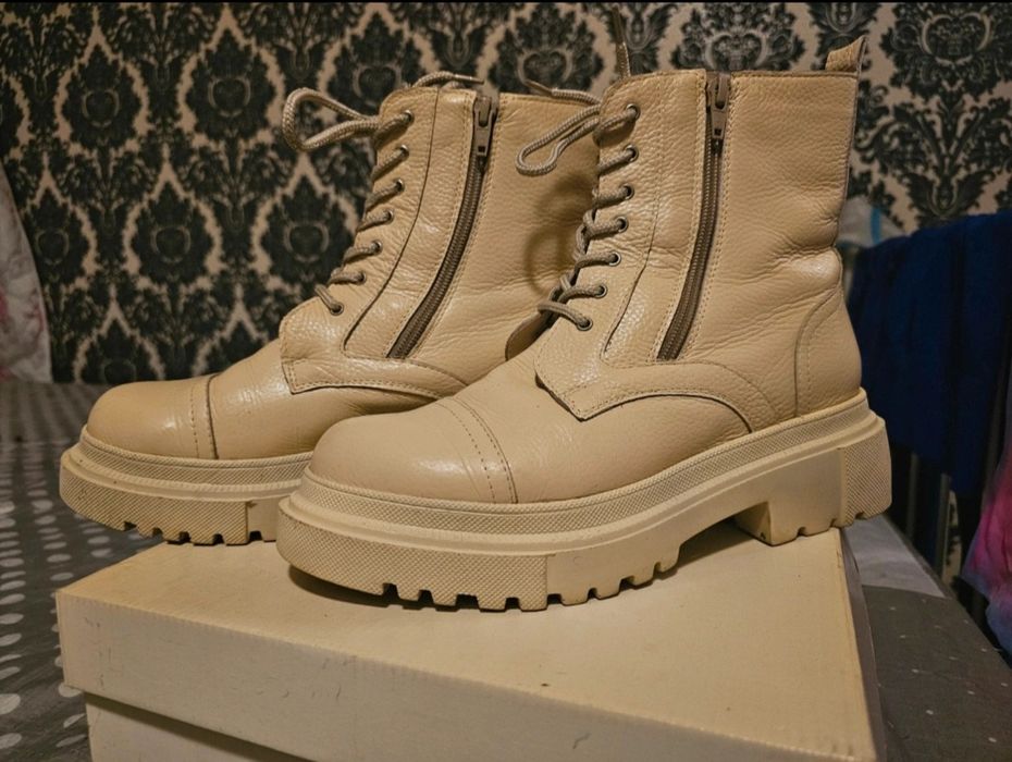 Ghete piele naturala Ficosan - bej - 39