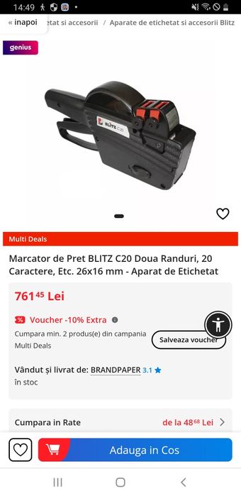 Aparat lipit preturi ,etichete,  Blitz C 20