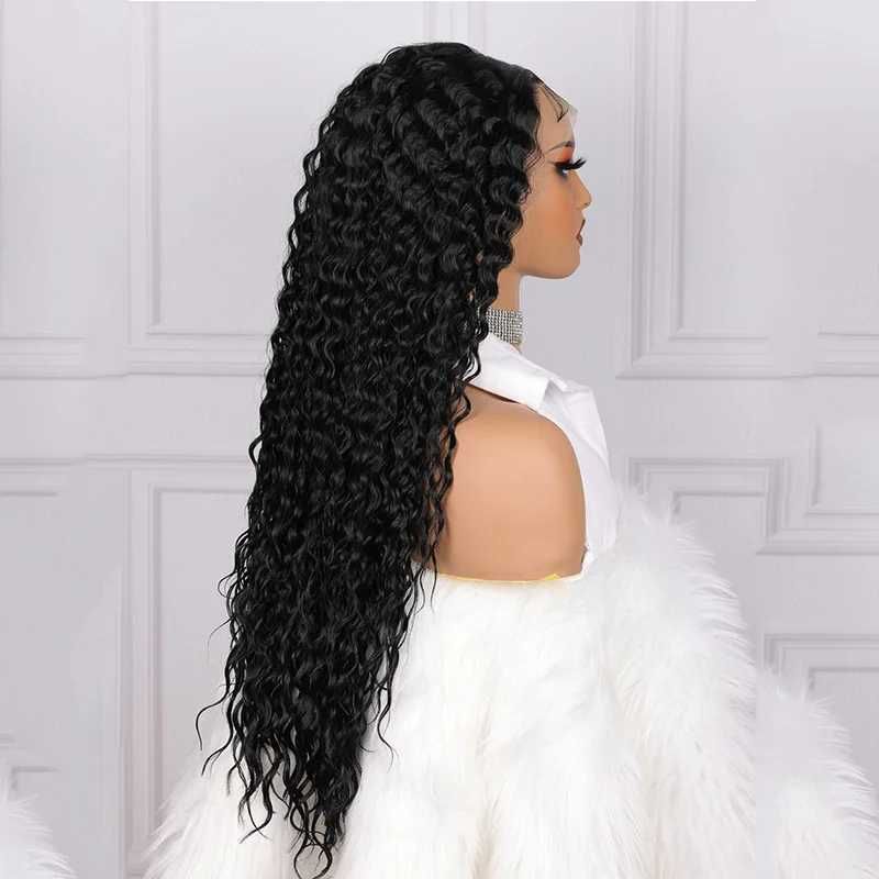 Дантелена черна къдрава перука лейс фронт 13*4*1 Lace Front Wig