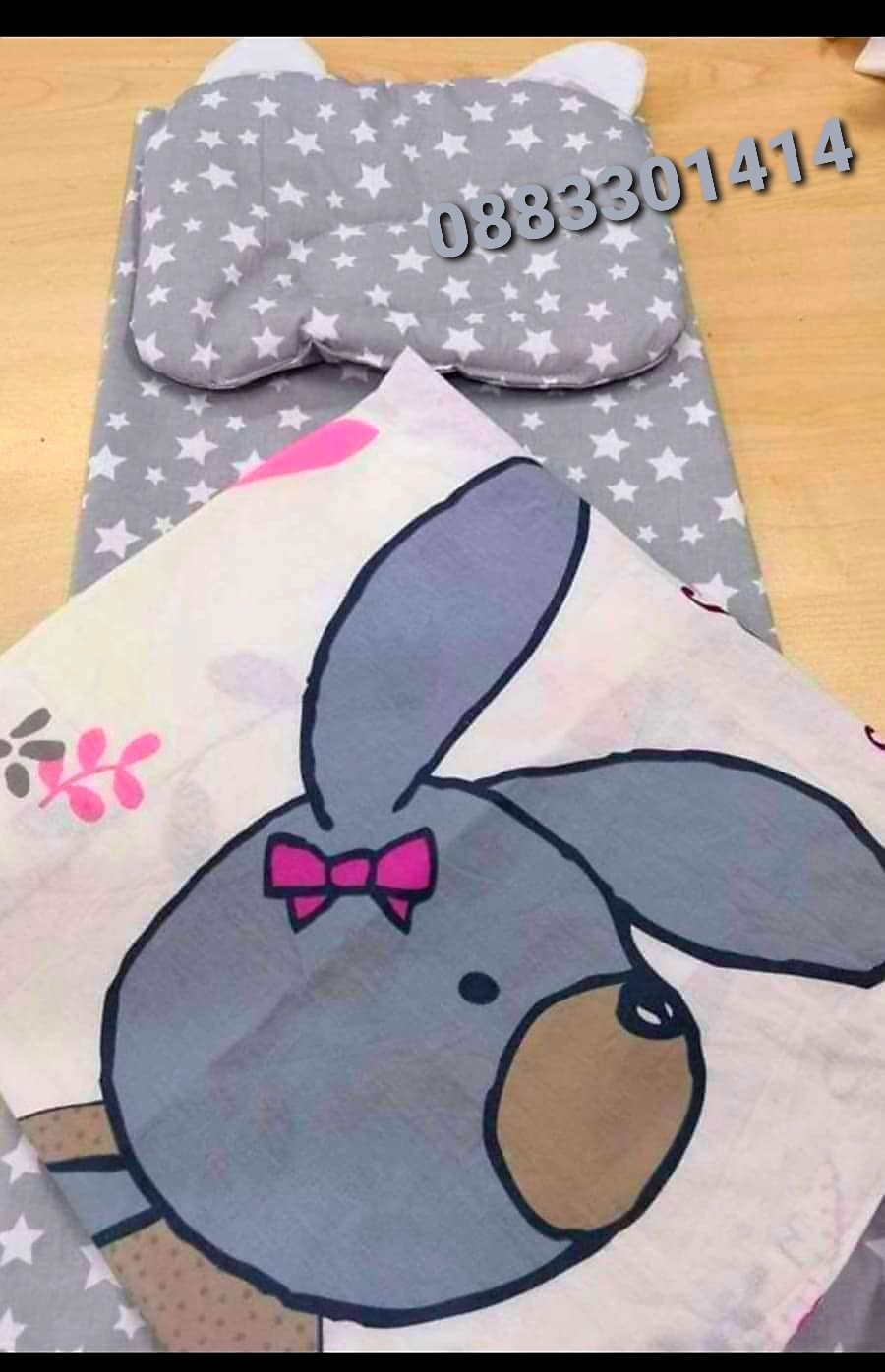 Комплект за количка бебешки с възглавница, одеяло и чаршаф