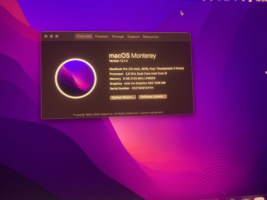 MacBook Pro 13 TouchBar (2016) - Intel i5, 8 GB RAM 256 SSD