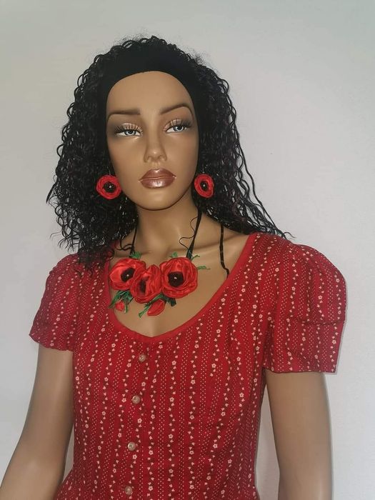 Rochie vintage rosie "Mac de camp" (Klatschmohn)