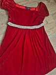 Rochie catifea rosie 6-7 ani