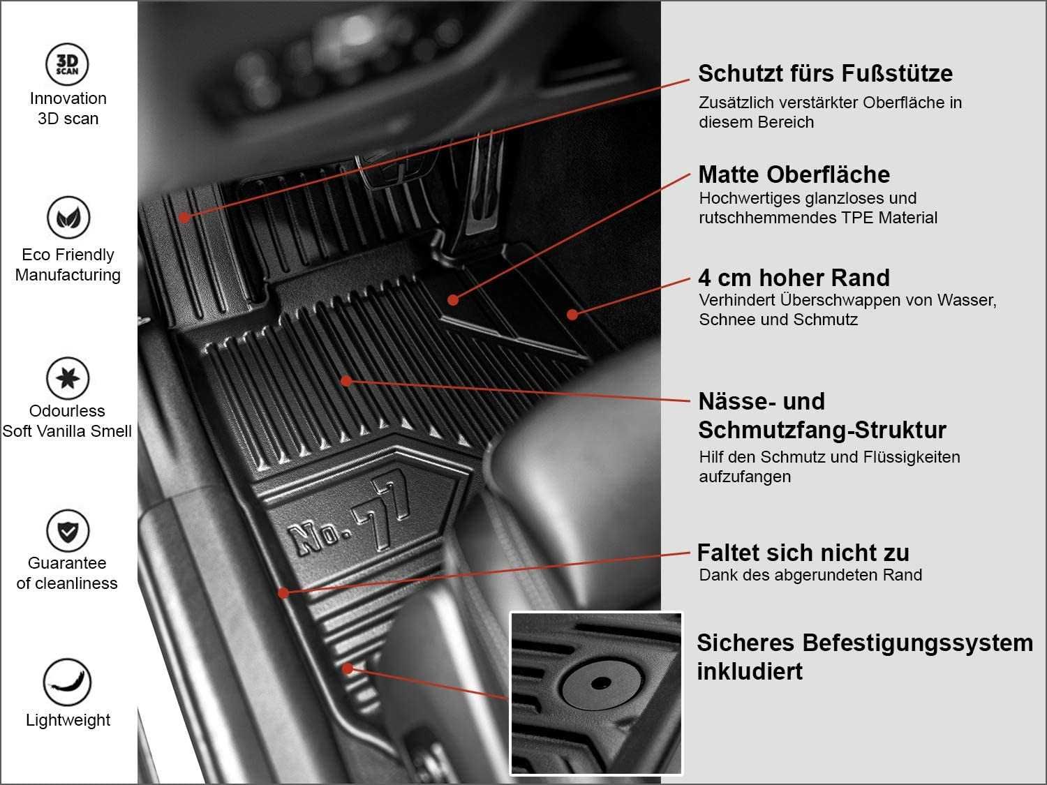 Гумени стелки Frogum 3D за Skoda Octavia II от 2004 до 2015г.