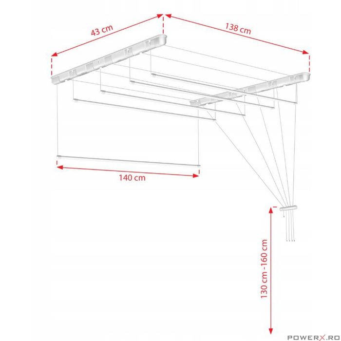 Uscator rufe de tavan 5x140 cm Sepio