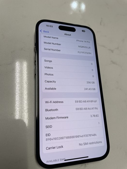 Iphone 14 pro 256 Gb space Balck