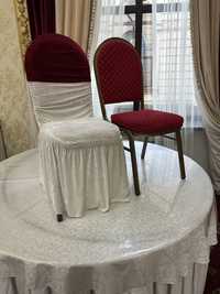 Чехлы для стульев (белые и бордовые бантики)