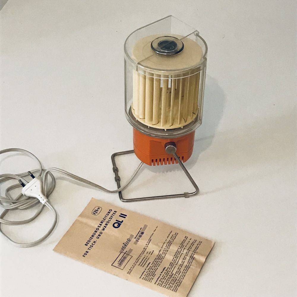 Ventilator vintage portocaliu, design german - nou in cutie
