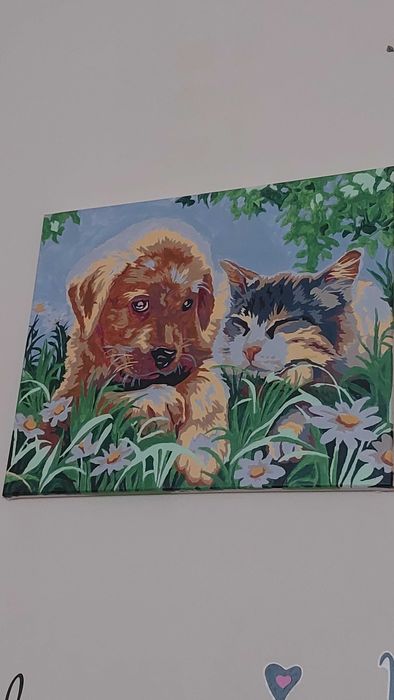 Продавам картина на куче и котенце