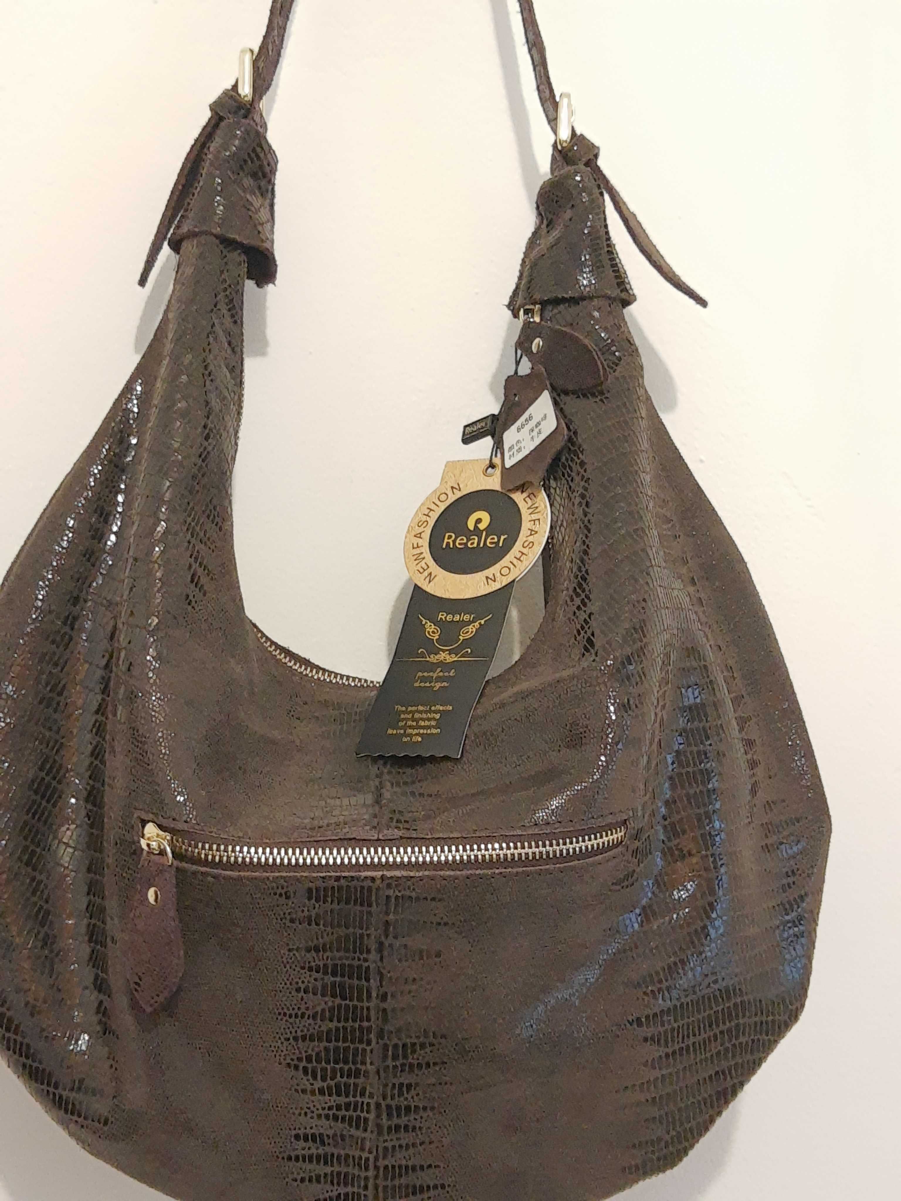 Кафява  дамска чанта естествена кожа нова с етикет
