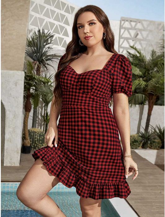 Карирана рокля ХЛ-2ХЛ