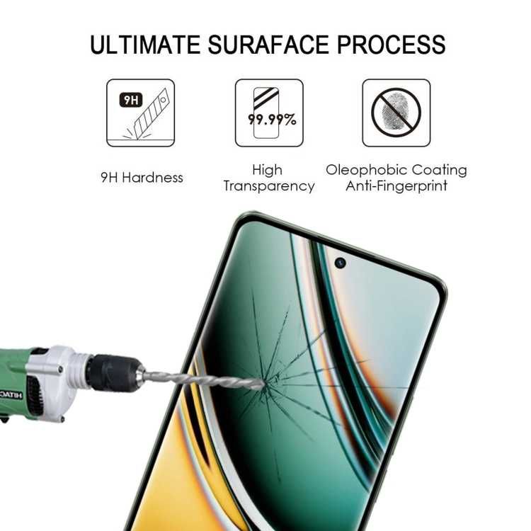 Извит удароустойчив стъклен протектор за Realme 9 10 11 12 Pro GT3 4 5