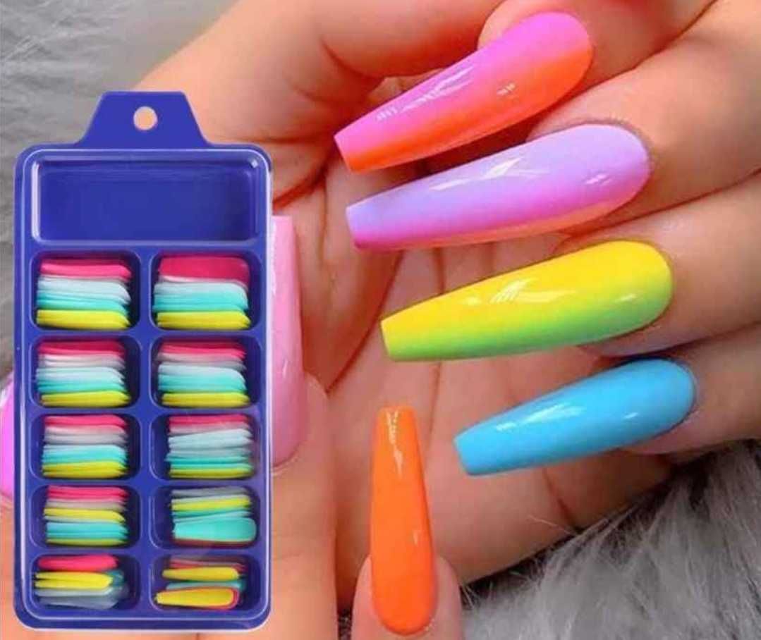 Set 100 BUC Unghii Colorate Tipsuri pentru unghii manichiura