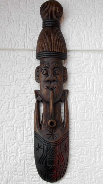 Statueta 56 cm sculptura masca lemn,arta veche antichitati vintage