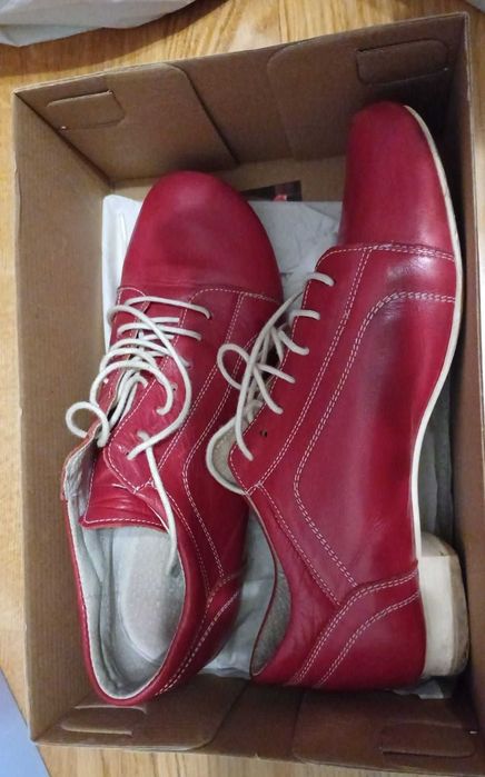 Pantofi piele rosie rosii dama, marimea 38, sport tip adidas