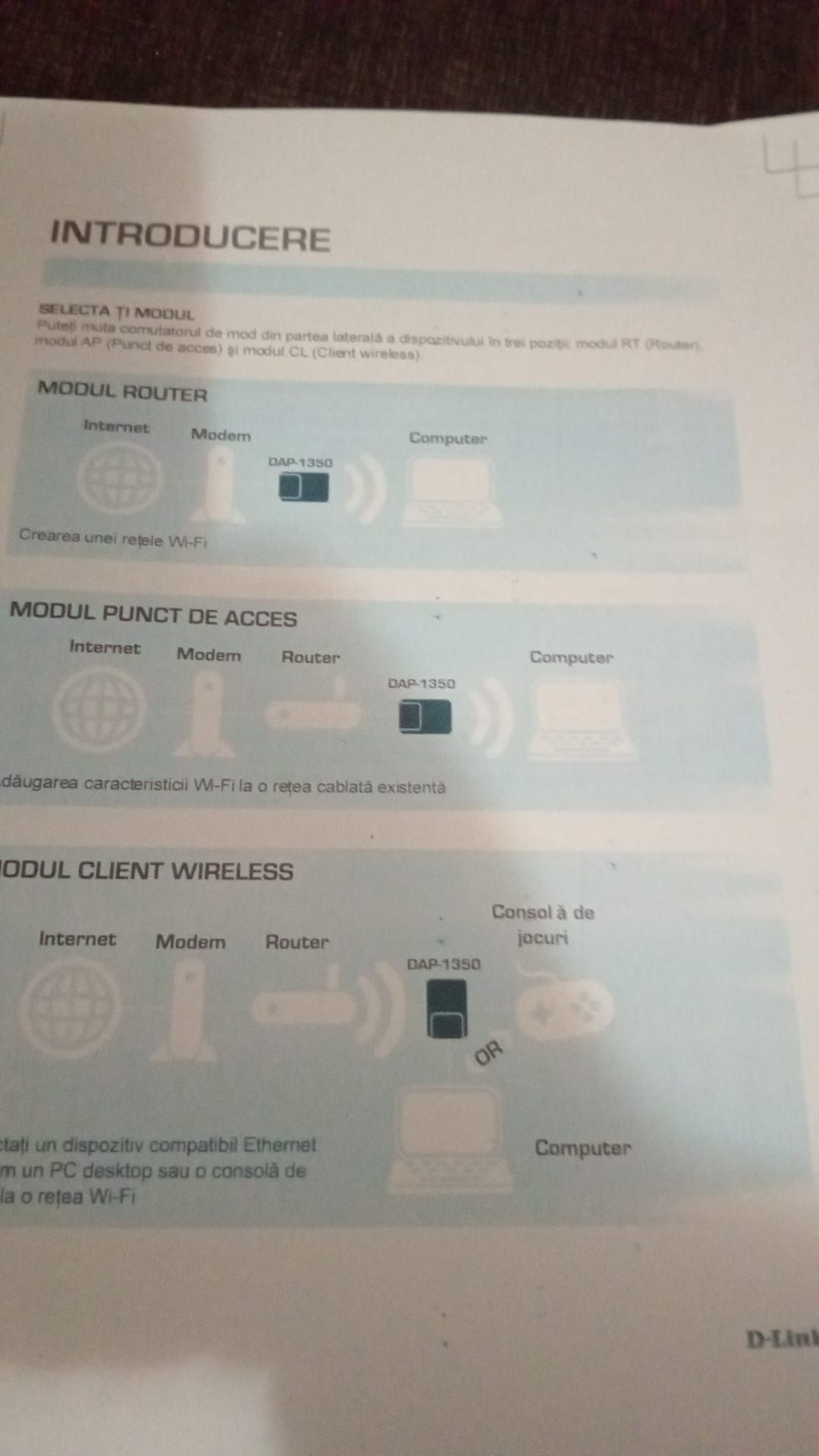Dlink routter,acces point,modul client wireless DAP-1350