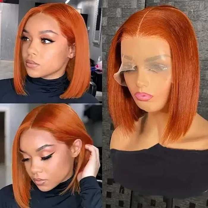 Естествена оранжева дамска перука с дантела лейс фронт 13x4